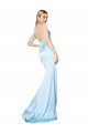 Double Straps V-Neck Sleeveless Stretch Satin Formal Dress with High Slit
