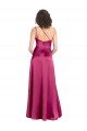 Sleek One Shoulder A-Line Long Stretch Satin Formal Dress with Spaghetti Straps Back