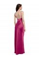 V-Neck Spaghetti Straps Slim Stretch Satin Formal Dress with Low Scoop Back