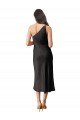 Sleek One Shoulder Midi Length Short Stretch Satin Slip Cocktail Formal Dress