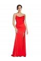 Low Back Cowl Neck Stretch Satin Formal Dress with High Side Slit