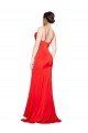Low Back Cowl Neck Stretch Satin Formal Dress with High Side Slit