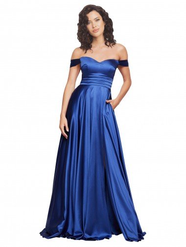 Off the Shoulder Ball Gown Sweetheart Stretch Satin Formal Dress Canada