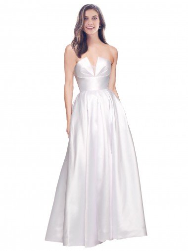 Full Length Strapless V-Cutout Stretch Satin Formal Dress Canada