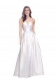 Full Length Strapless V-Cutout Stretch Satin Formal Dress