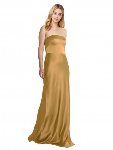 Sleek Strapless Long A-Line Stretch Satin Formal Dress Canada