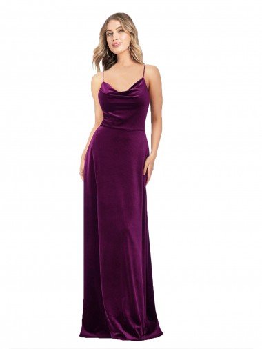 Draped Neckline Spaghetti Straps Velvet Formal Dress Canada