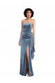 Strapless Velvet Maxi Formal Dress with Draped Skirt