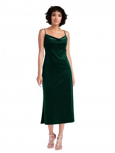 Midi Length Cowl Neck Velvet Short Slip Cocktail Formal Dress Canada