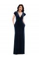 Flutter Sleeve Wrap Bodice Velvet Maxi Formal Dress with Pockets
