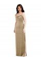 One Shoulder Velvet Maxi Semi Formal Dress with Side Slit