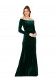 Off the Shoulder Long Sleeves Stretch Velvet Formal Dress