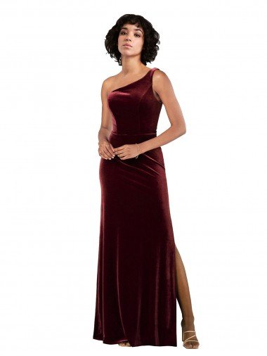 One Shoulder Floor-Length Velvet Formal Dress Canada
