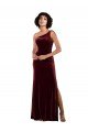 One Shoulder Floor-Length Velvet Formal Dress