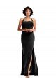 Empire Waist Stretch Velvet Formal Dress with Halter Strap