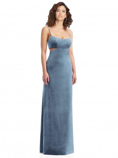 Spaghetti Strap Long Full Length Velvet Maxi Formal Dress Canada