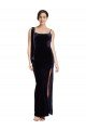 Long Velvet Formal Dress with Side Thigh Split and Shoulder Tie