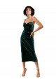 Midi Length Sleek Cowl Neckline Short Velvet Cocktail Formal Dress