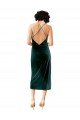 Midi Length Sleek Cowl Neckline Short Velvet Cocktail Formal Dress